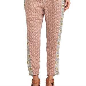 Free People Easy Pleat Pant in Red Geo Ditsy w/ Pockets Sz S